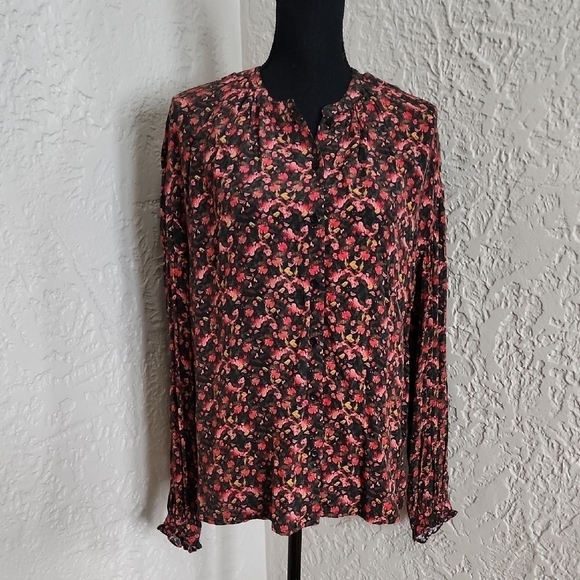 Something Navy Tops - Floral Black and Pink Women's Top